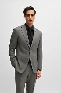 Slim-fit suit micro-patterned stretch wool