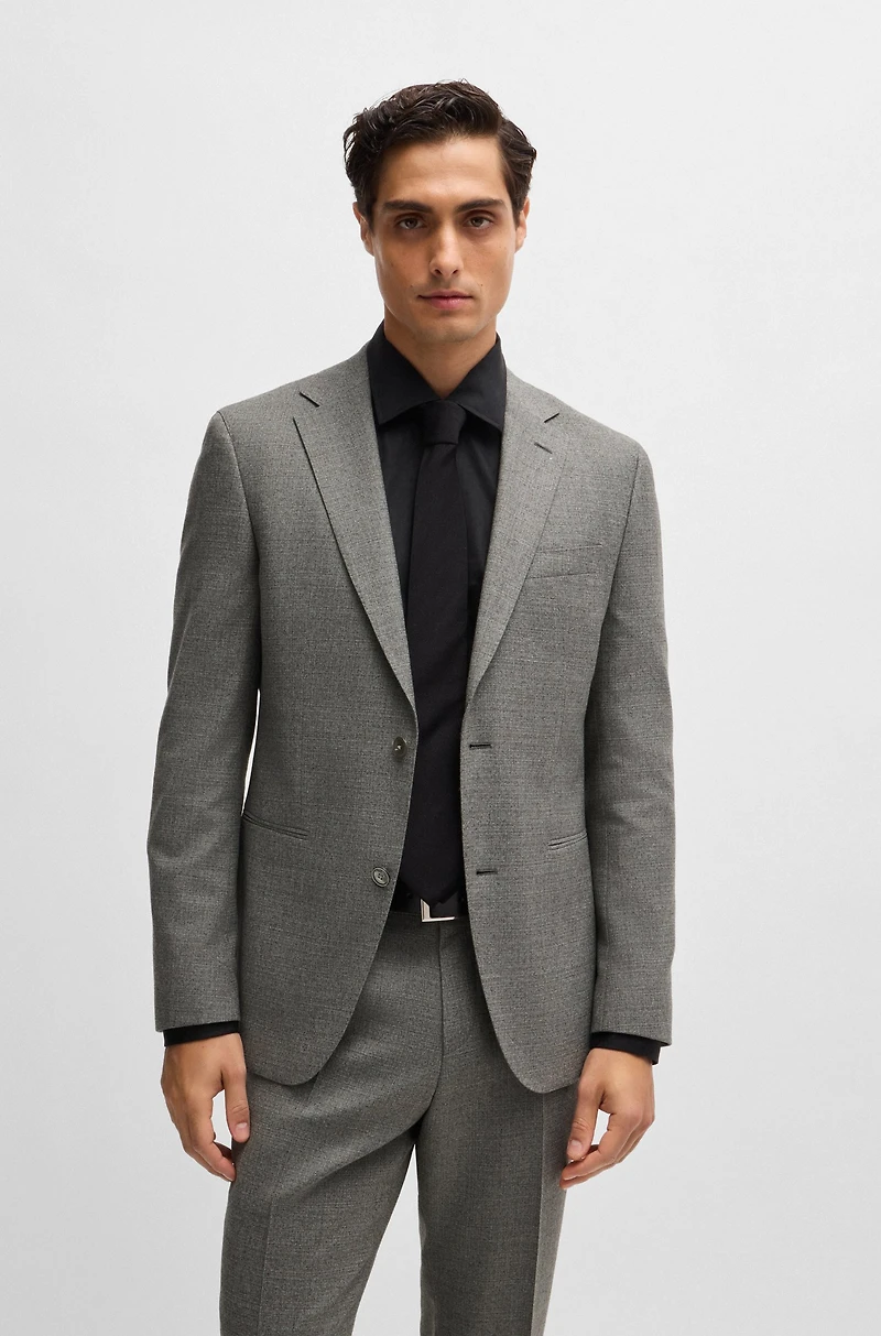 Slim-fit suit micro-patterned stretch wool