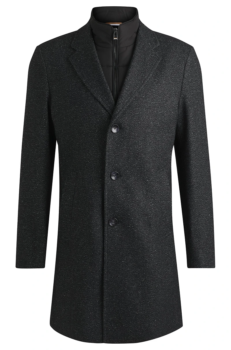 Slim-fit coat with detachable zip-up inner