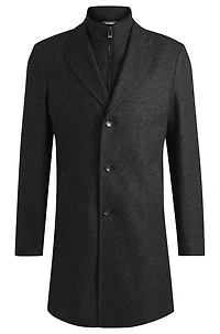 Slim-fit coat with detachable zip-up inner