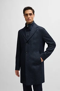 Slim-fit coat with detachable zip-up inner