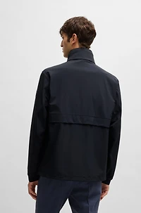 Softshell jacket washable stretch fabric with packable hood