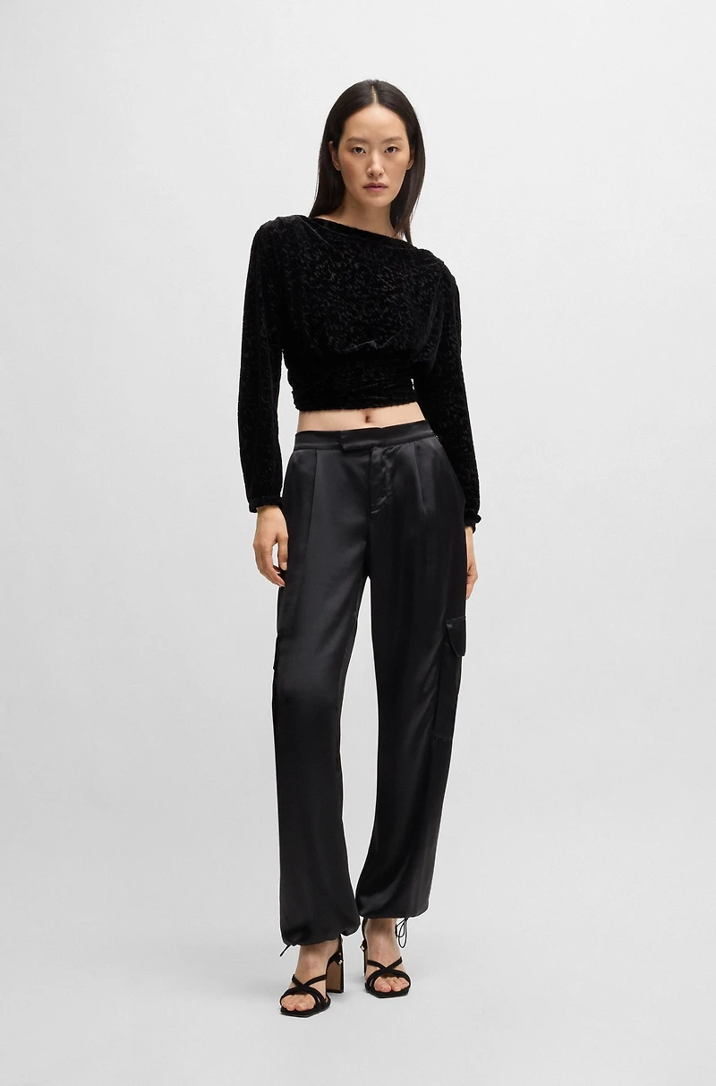 Wrap top devoré burnout jersey
