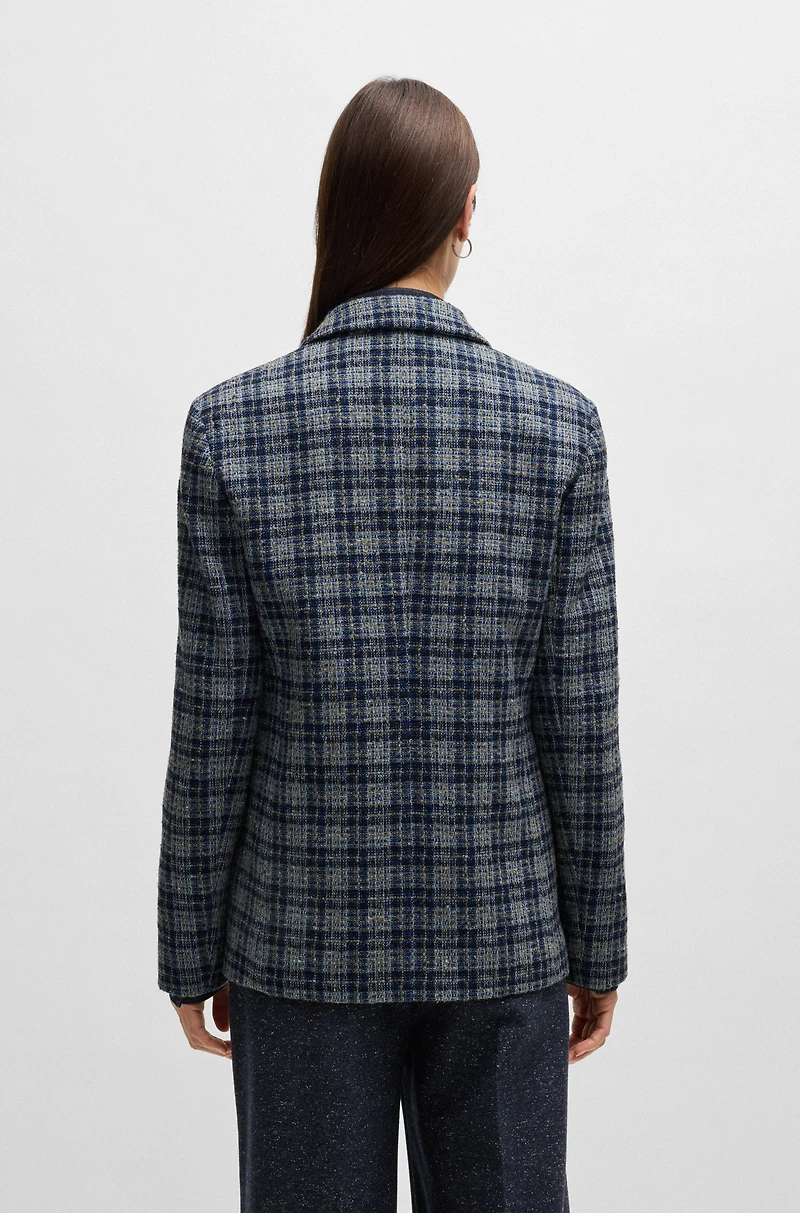 Relaxed-fit double-breasted jacket checked tweed