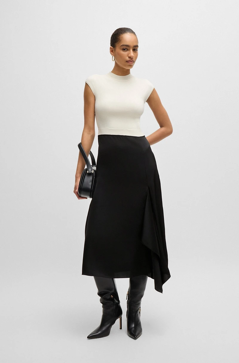 Two-part dress with volant trim