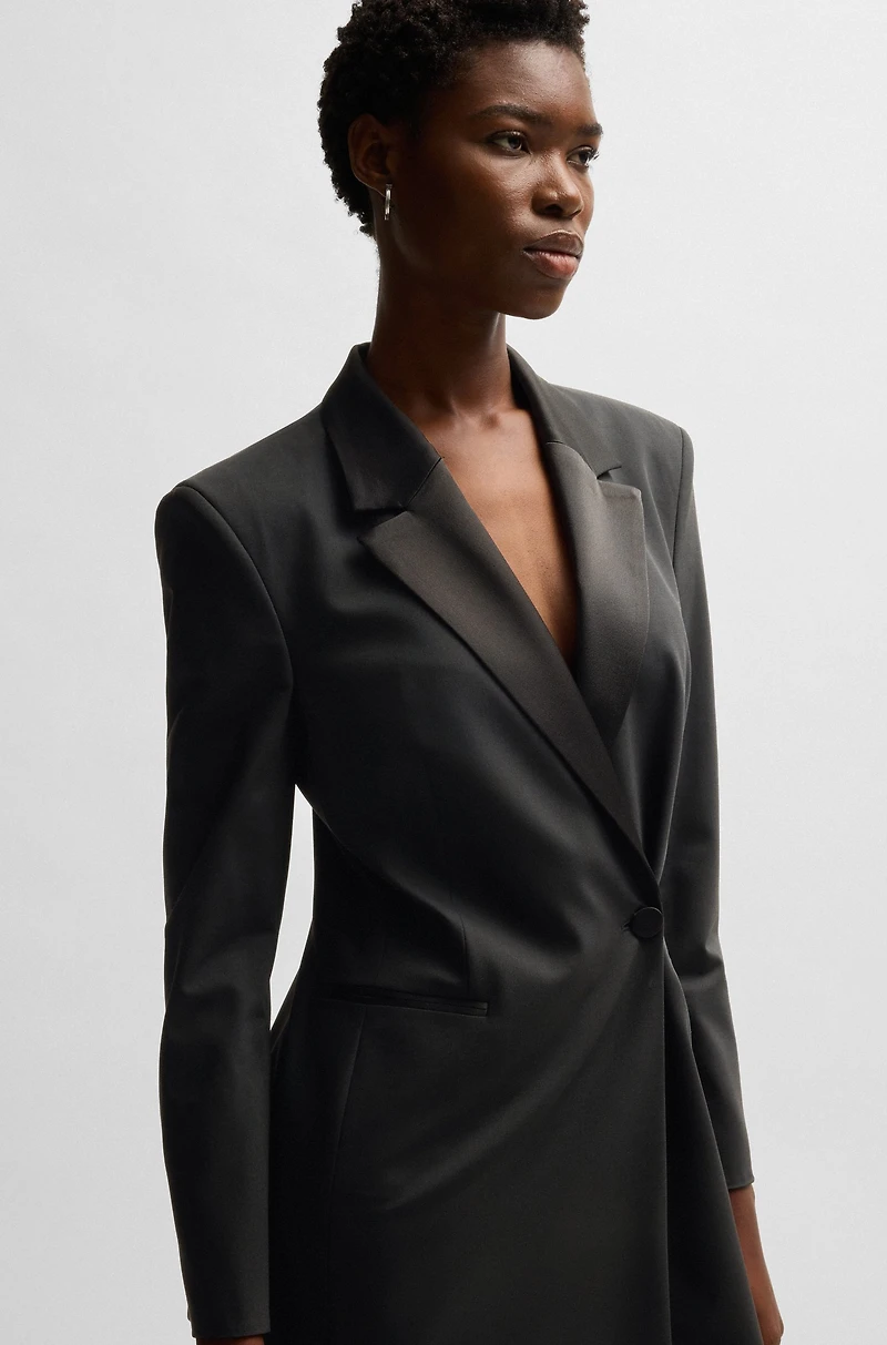Tuxedo-style dress with wrap front