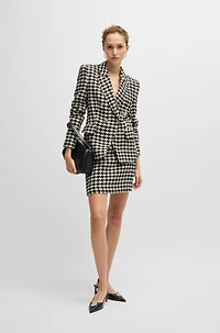 Slim-fit jacket houndstooth fabric with metallic trims