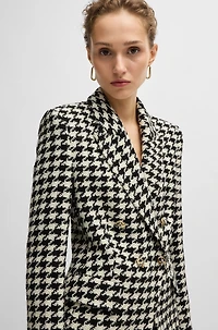Slim-fit jacket houndstooth fabric with metallic trims