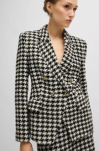 Slim-fit jacket houndstooth fabric with metallic trims