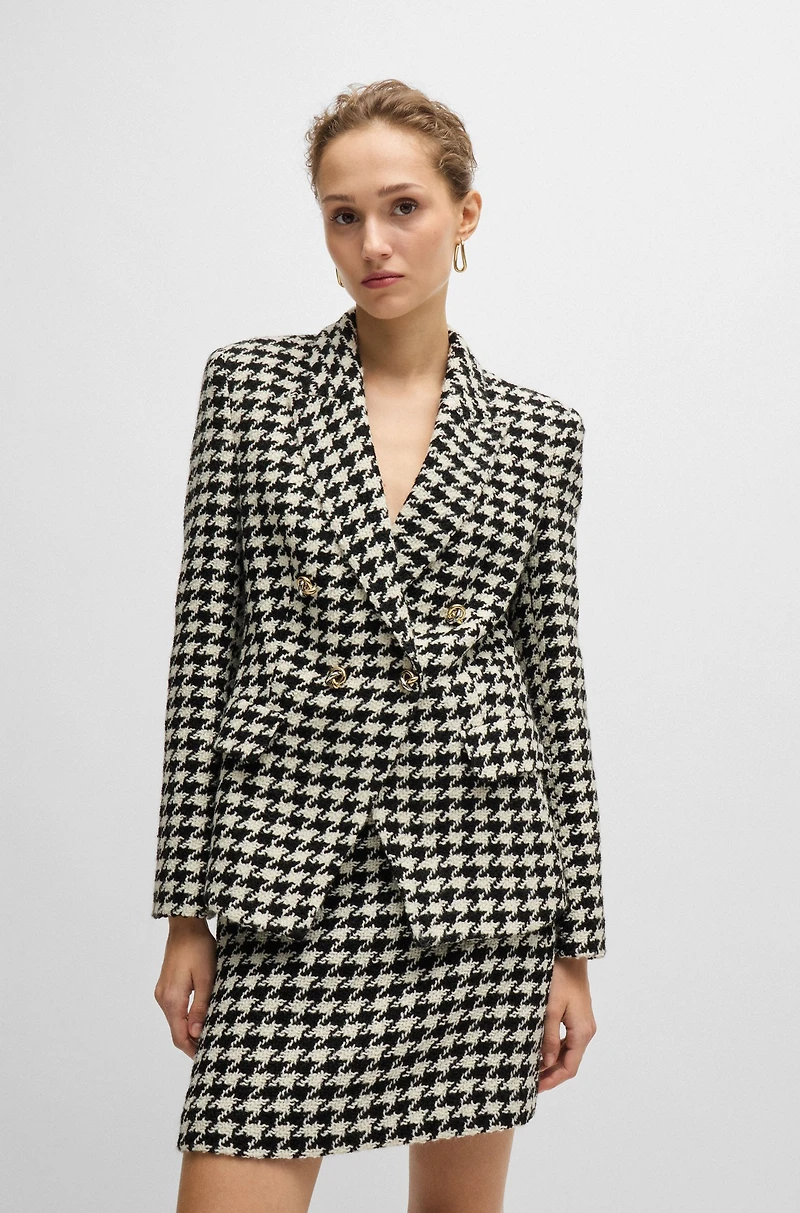Slim-fit jacket houndstooth fabric with metallic trims