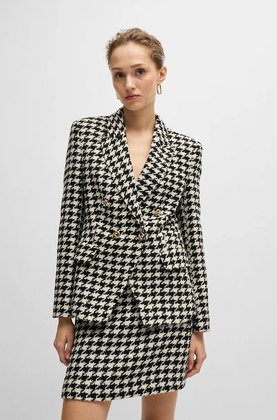 Slim-fit jacket houndstooth fabric with metallic trims