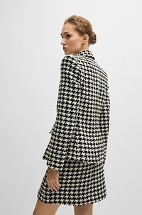 Slim-fit jacket houndstooth fabric with metallic trims