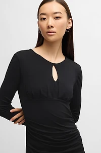 Matte-jersey dress with keyhole neckline