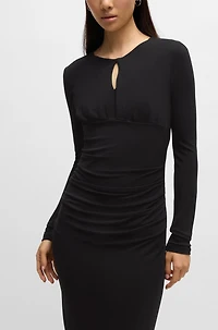 Matte-jersey dress with keyhole neckline