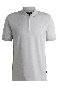 Zip-neck polo shirt cotton and silk