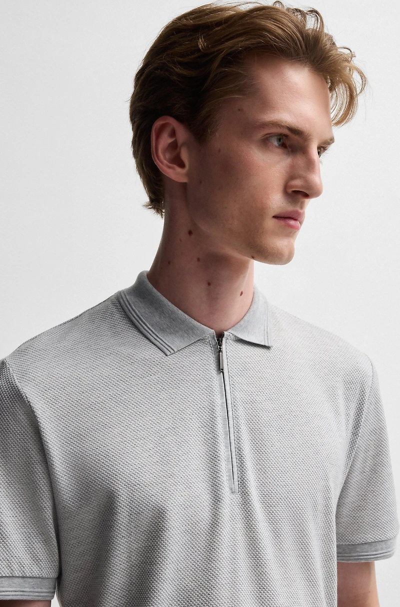 Zip-neck polo shirt cotton and silk