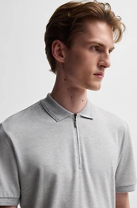 Zip-neck polo shirt cotton and silk
