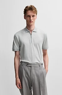 Zip-neck polo shirt cotton and silk