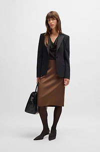 Satin relaxed-fit blouse with cowl neckline