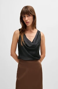 Satin relaxed-fit blouse with cowl neckline