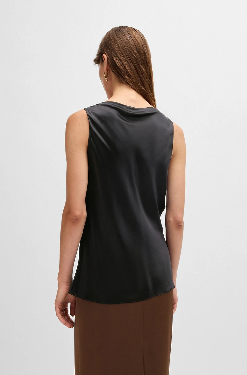 Satin relaxed-fit blouse with cowl neckline