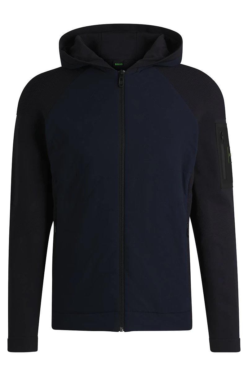 Knitted jacket with padded front