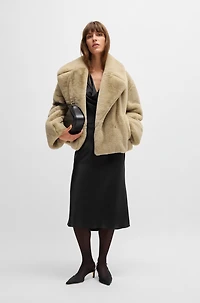 Cowl-neck dress fluent satin with cowl neckline