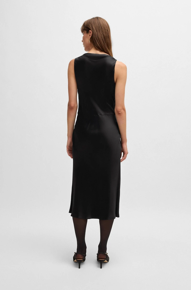 Cowl-neck dress fluent satin with cowl neckline