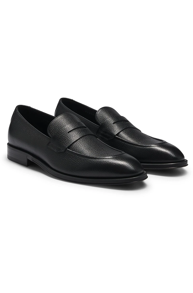Apron-toe slip-on loafers grained leather