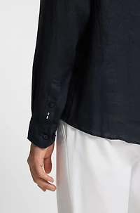 Regular-fit button-down shirt linen