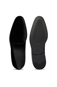 Velvet slip-on loafers with leather trims