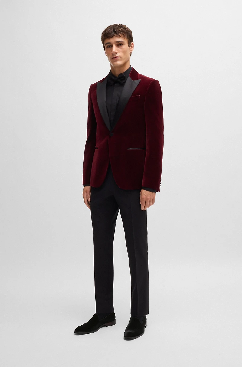 Velvet slip-on loafers with leather trims