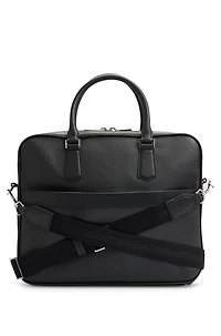 Grained Italian-leather document case with embossed logo