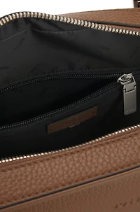 Embossed-logo document case in Italian leather