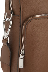 Embossed-logo document case in Italian leather