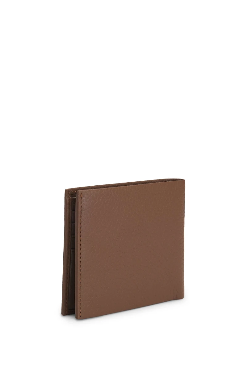 Grained-leather folding wallet with polished logo lettering