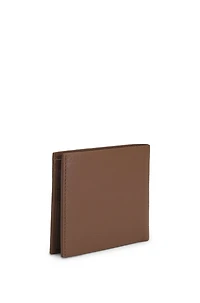 Grained-leather folding wallet with polished logo lettering