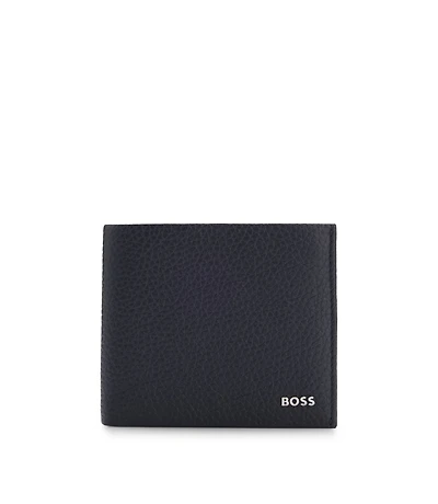 Grained-leather wallet with logo lettering
