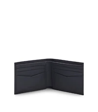 Grained leather wallet with metal lettering