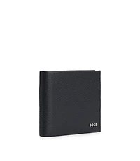 Grained-leather wallet with metal logo
