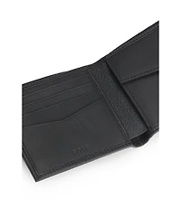 Grained-leather wallet with metal logo
