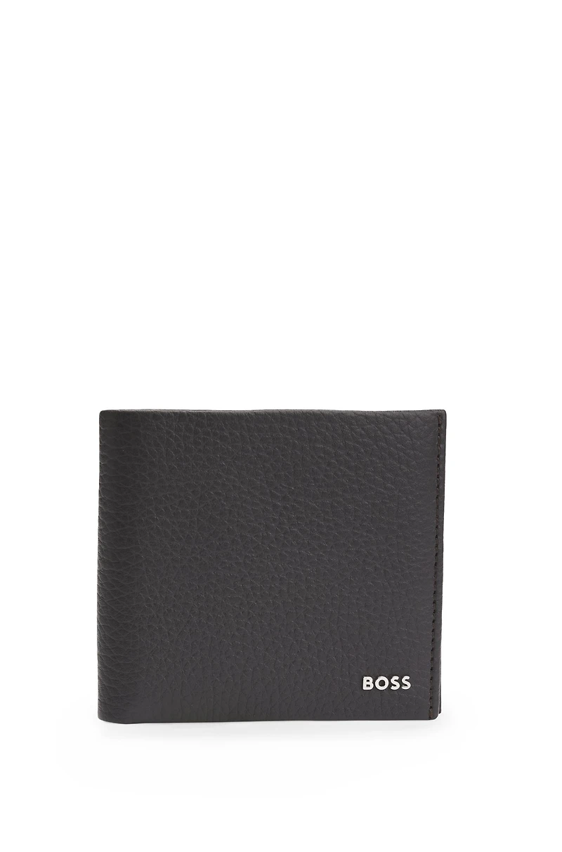 Grained-leather wallet with logo lettering