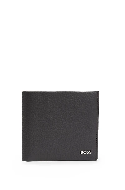 Grained-leather wallet with logo lettering