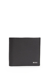 Grained-leather wallet with logo lettering