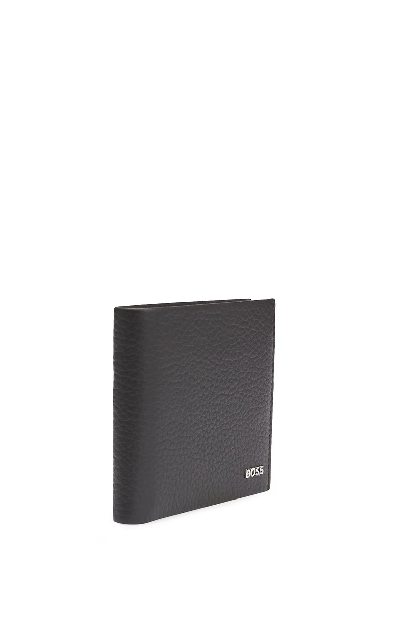 Grained-leather wallet with logo lettering