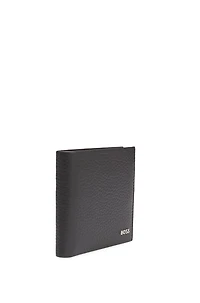 Grained-leather wallet with logo lettering