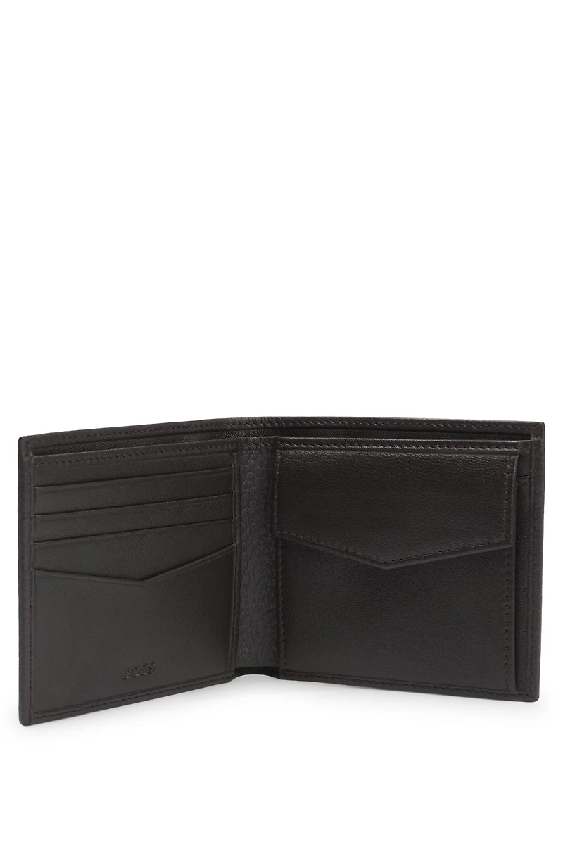 Grained-leather wallet with logo lettering