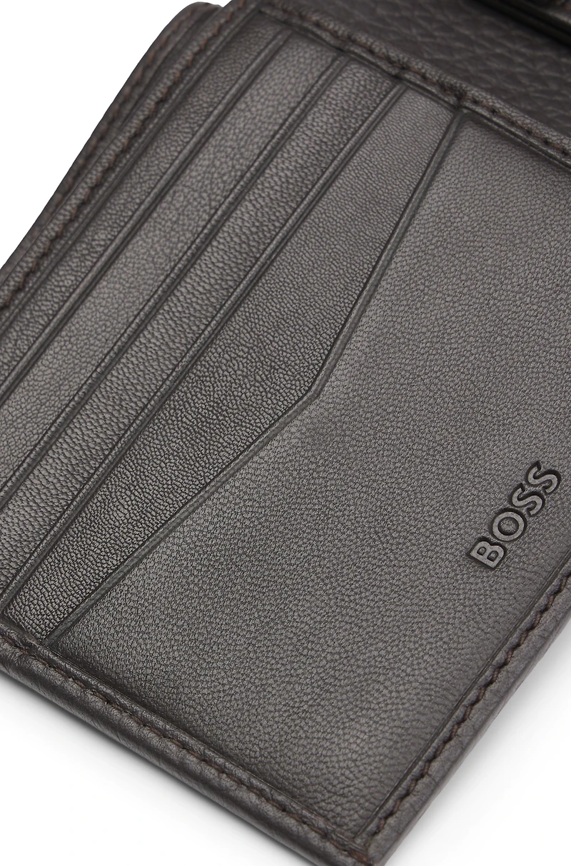Grained-leather wallet with logo lettering