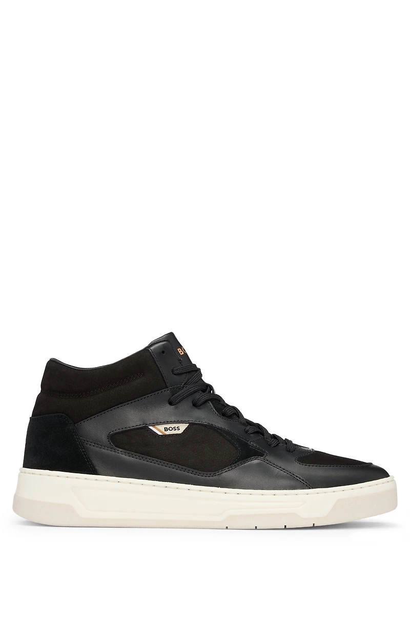 High-top trainers mixed leathers