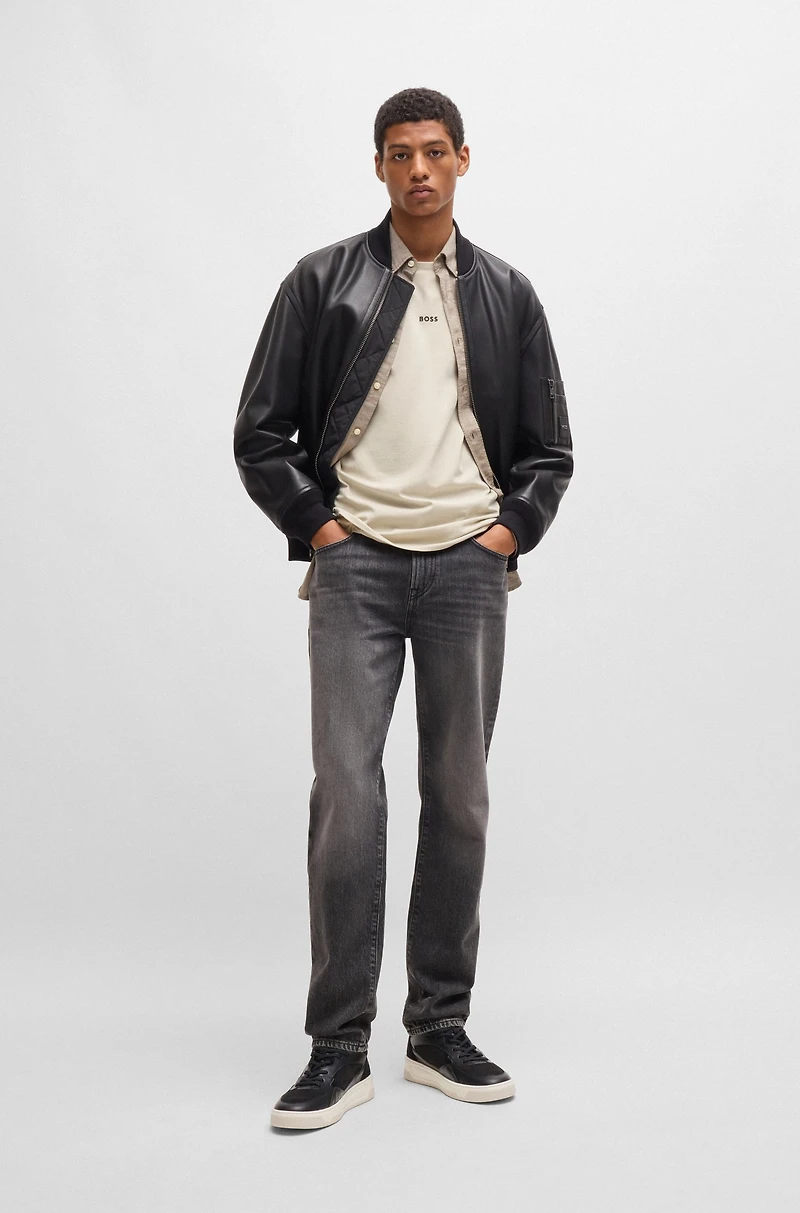 High-top trainers mixed leathers